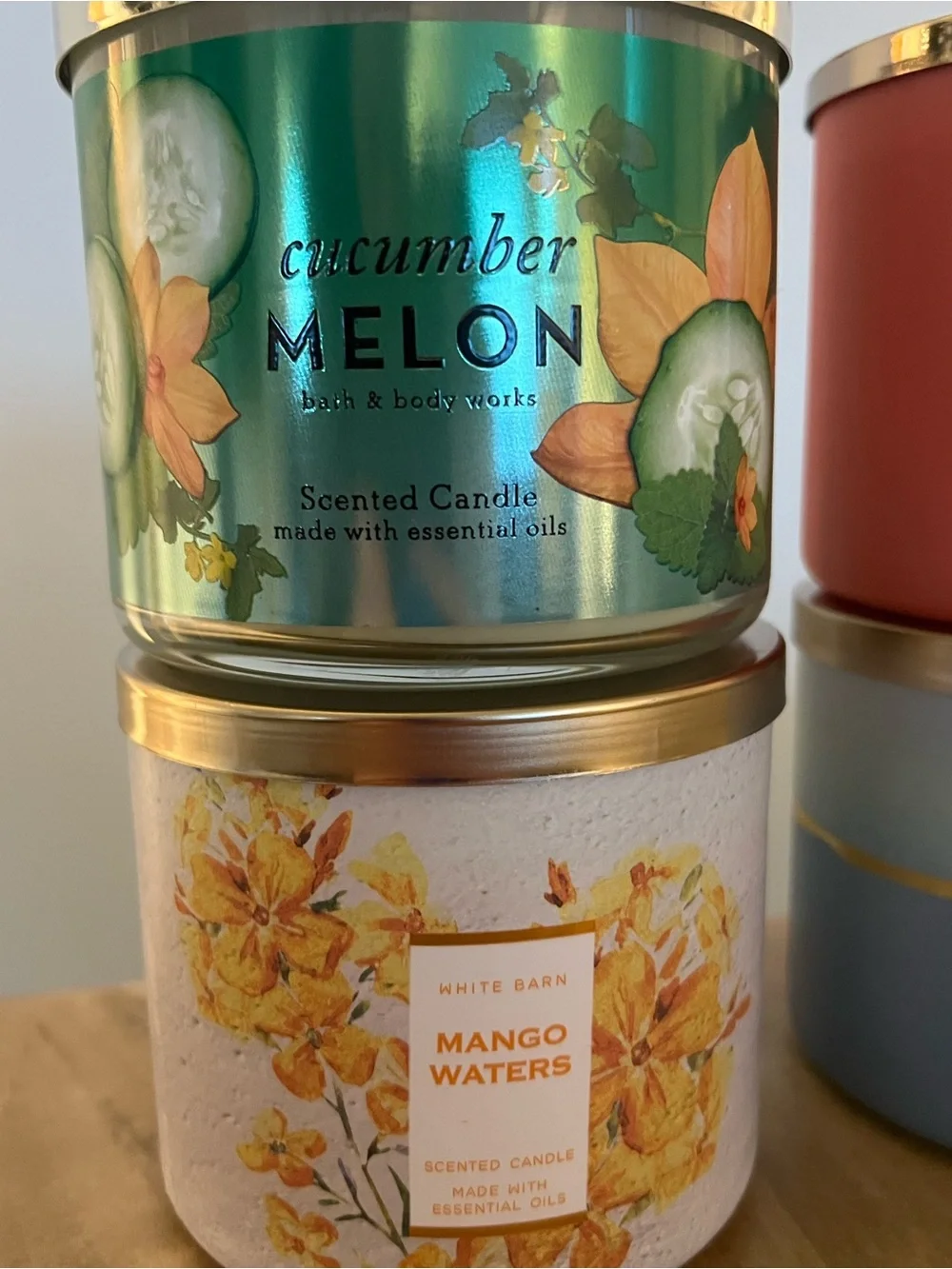 Bath & Body Works Candles - set of 4 candles bundle - cucumber melon, white tea
